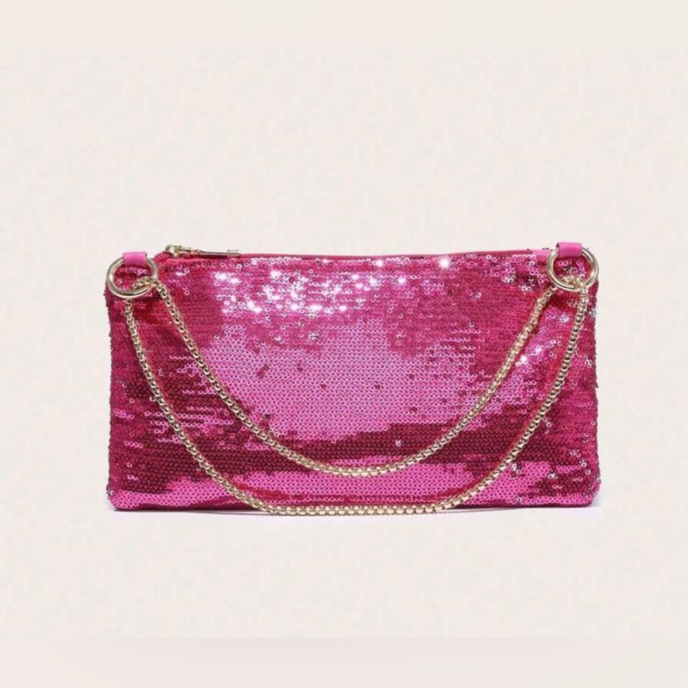 Shein Fuchsia Sequin Shoulder Bag View 4